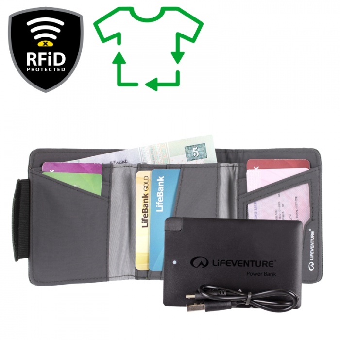 Lifeventure RFiD Charger Wallet Recycled grey