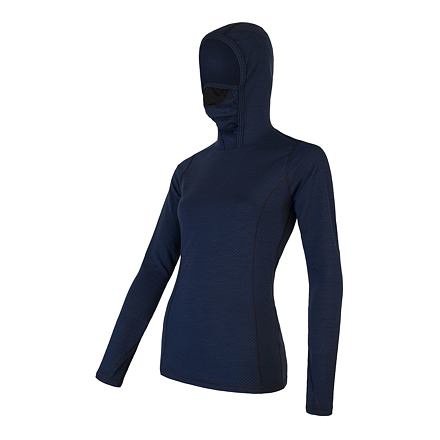 SENSOR MERINO DF dámské triko dl.rukáv s kapucí deep blue -X