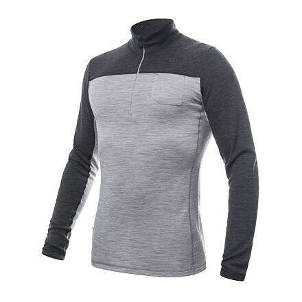 SENSOR MERINO BOLD pánské triko dl.rukáv zip cool gray/anthr